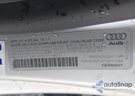 2012 Audi A7 Premium from USA, damaged, VIN WAU2GAFC3CN072388